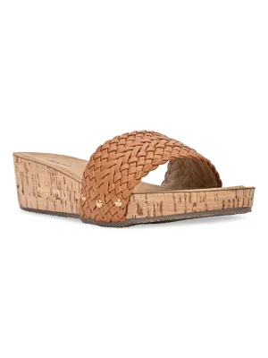 Rocia By Regal Cream Women Woven Slider Wedges