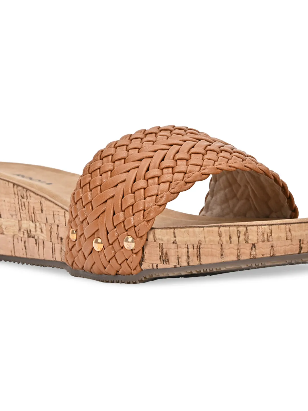 Rocia By Regal Cream Women Woven Slider Wedges