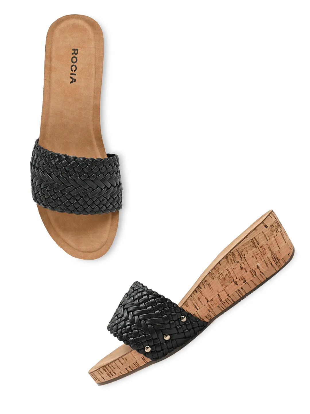 Rocia By Regal Cream Women Woven Slider Wedges