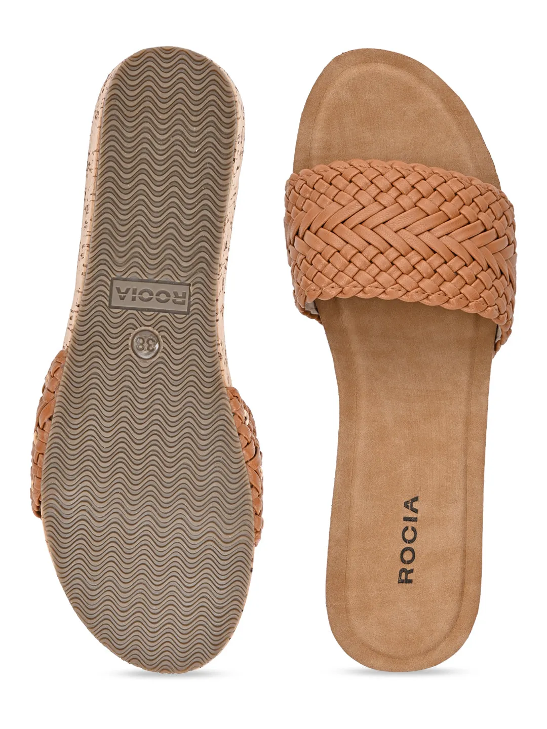 Rocia By Regal Cream Women Woven Slider Wedges
