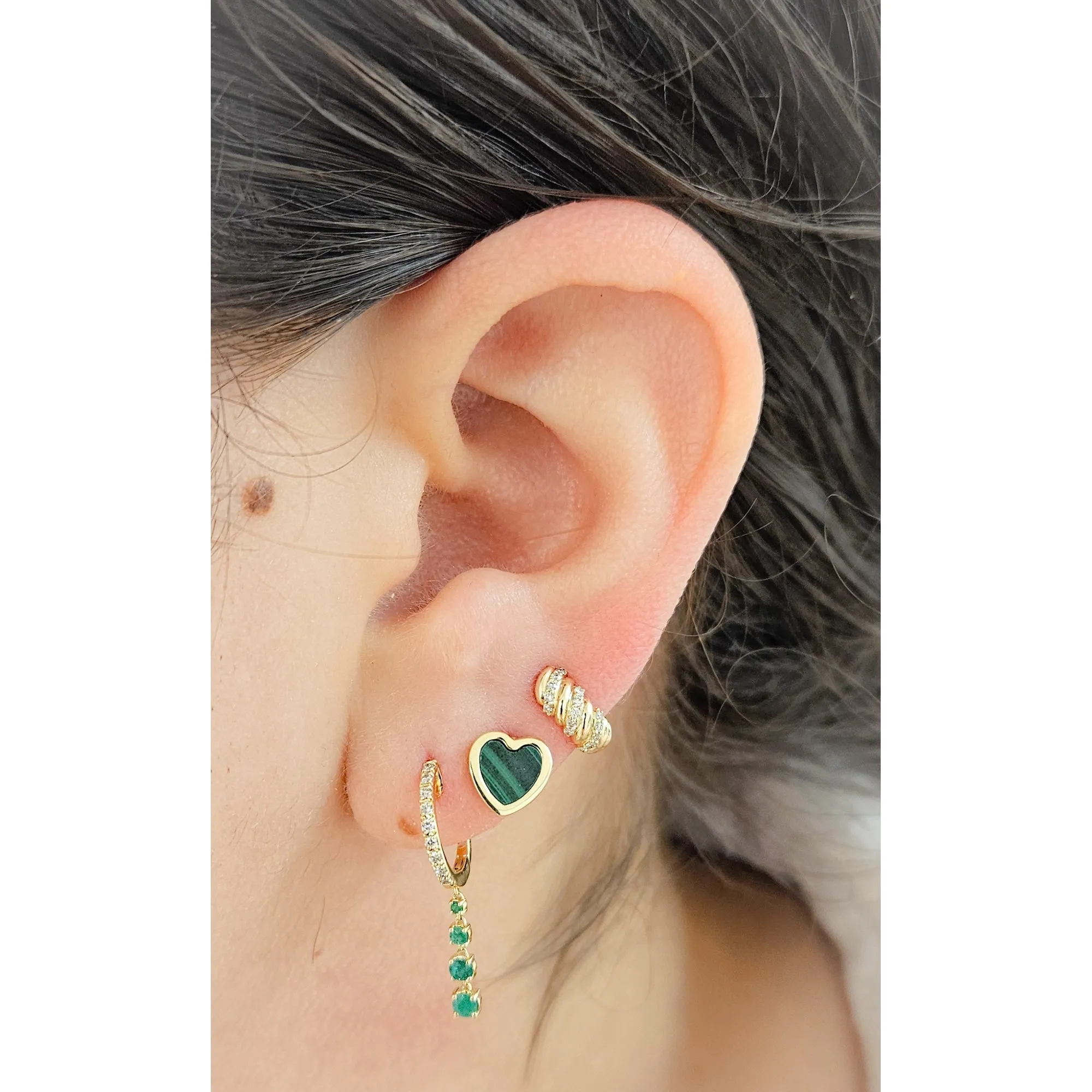 Rope Design Diamond Huggies  14K Gold