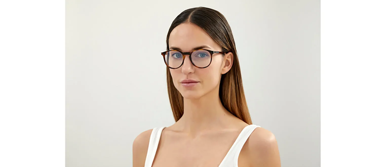 Saint Laurent SL 106 002 Round Acetate Havana Eyeglasses with Demo Lens