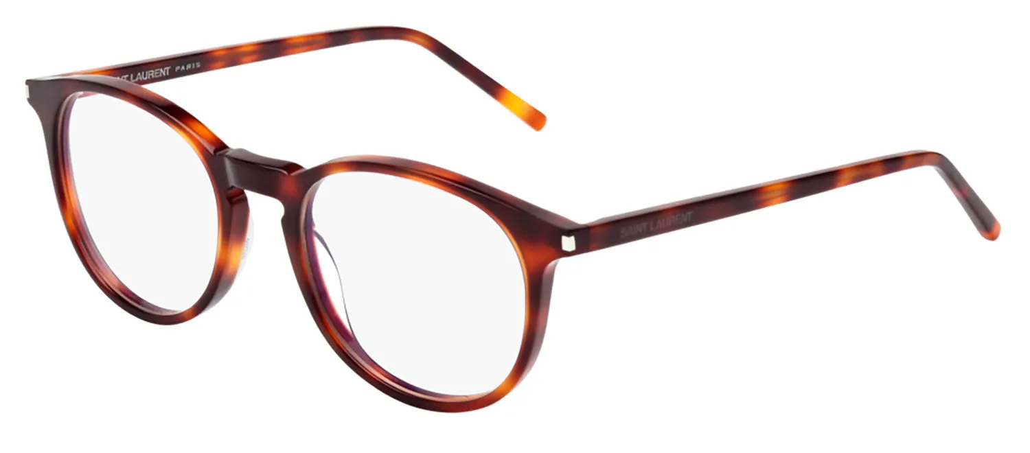 Saint Laurent SL 106 002 Round Acetate Havana Eyeglasses with Demo Lens