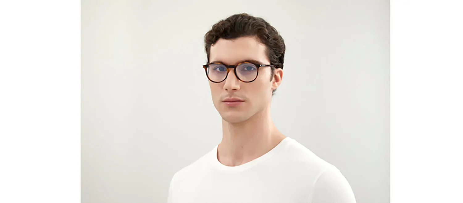 Saint Laurent SL 106 002 Round Acetate Havana Eyeglasses with Demo Lens
