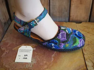 Size 39 Ballerina Sandals - Blue and Purple Flowers