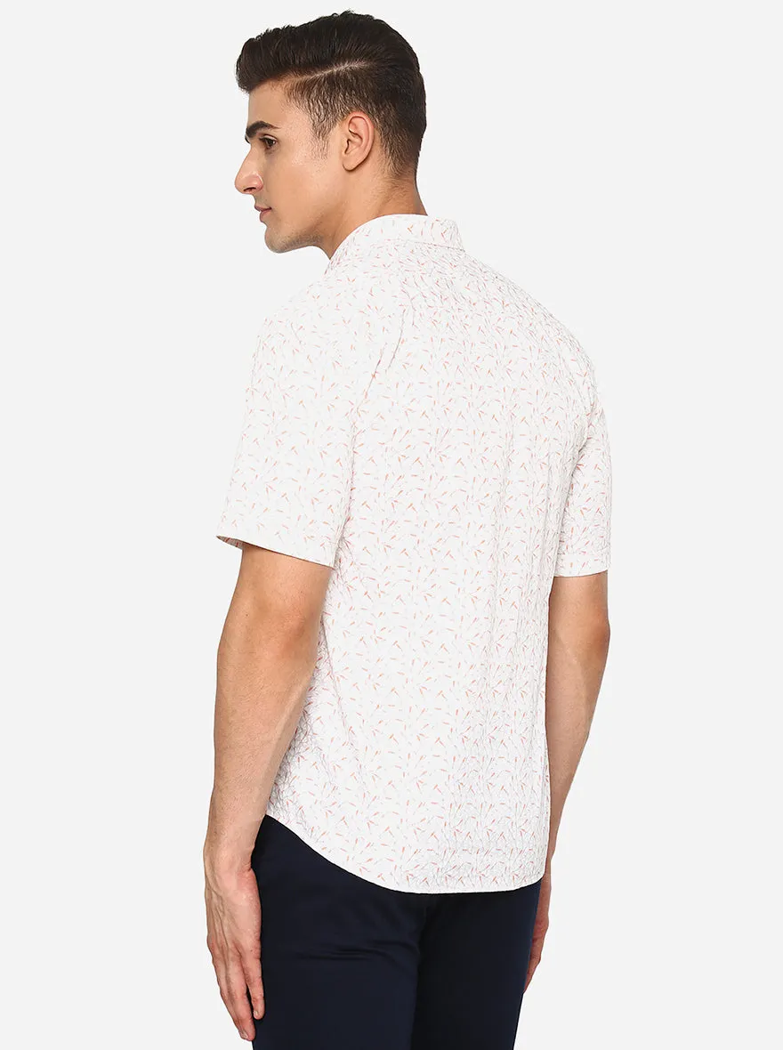 Snow White Printed Slim Fit Casual Shirt | JadeBlue