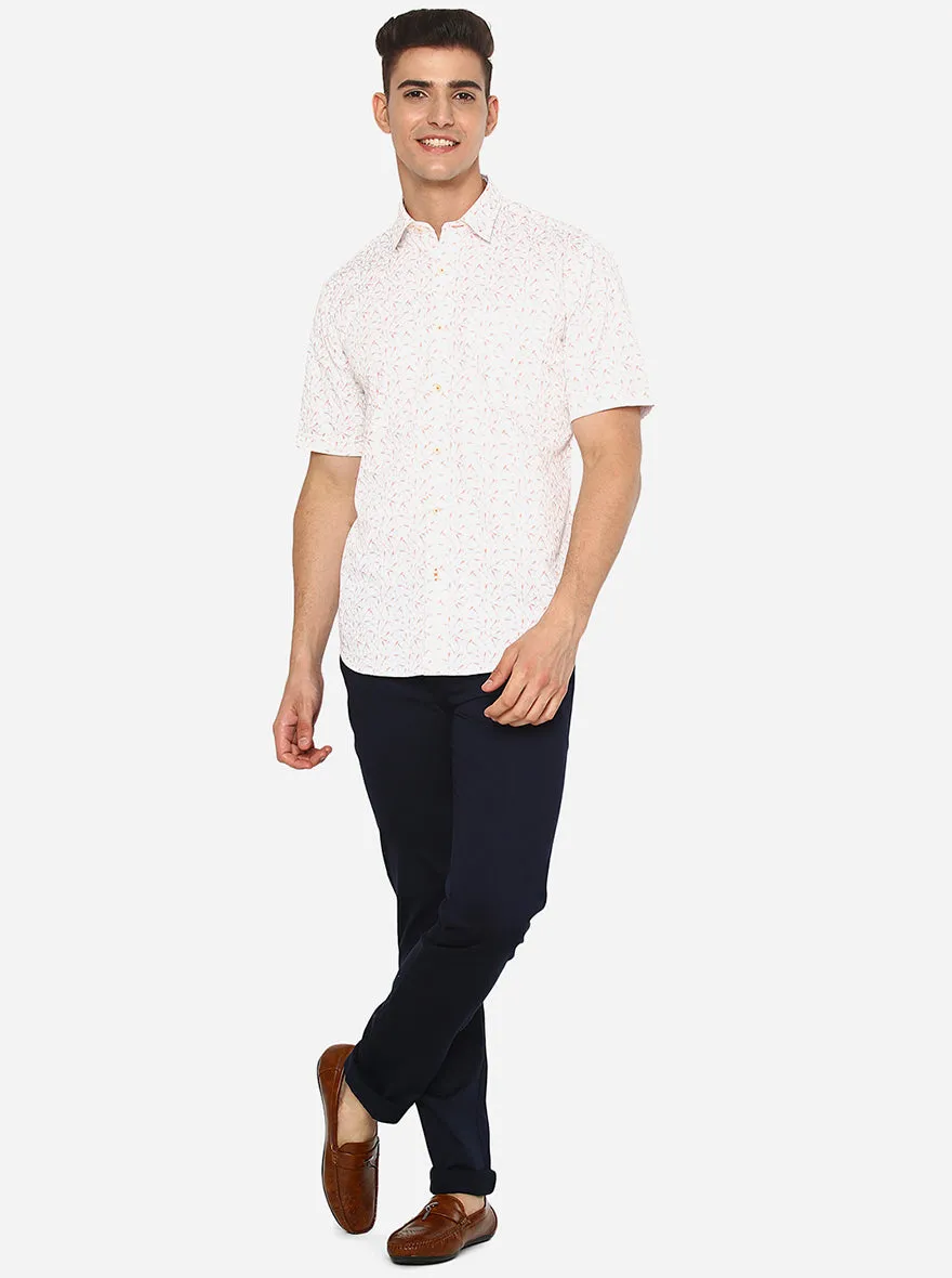 Snow White Printed Slim Fit Casual Shirt | JadeBlue