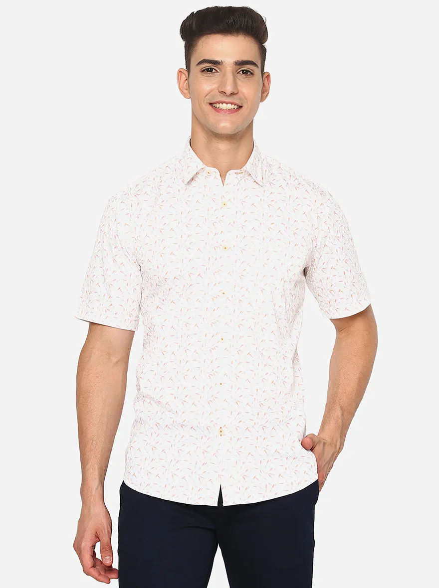 Snow White Printed Slim Fit Casual Shirt | JadeBlue