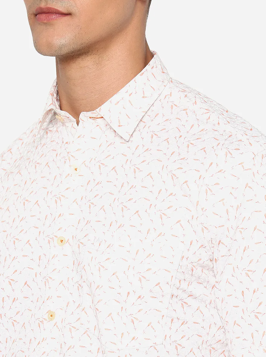 Snow White Printed Slim Fit Casual Shirt | JadeBlue