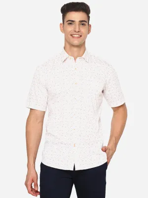 Snow White Printed Slim Fit Casual Shirt | JadeBlue