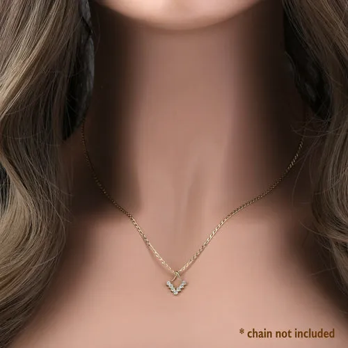 Solid 14K Yellow Gold Trendy V CZ Pendant