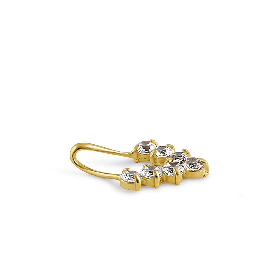 Solid 14K Yellow Gold Trendy V CZ Pendant