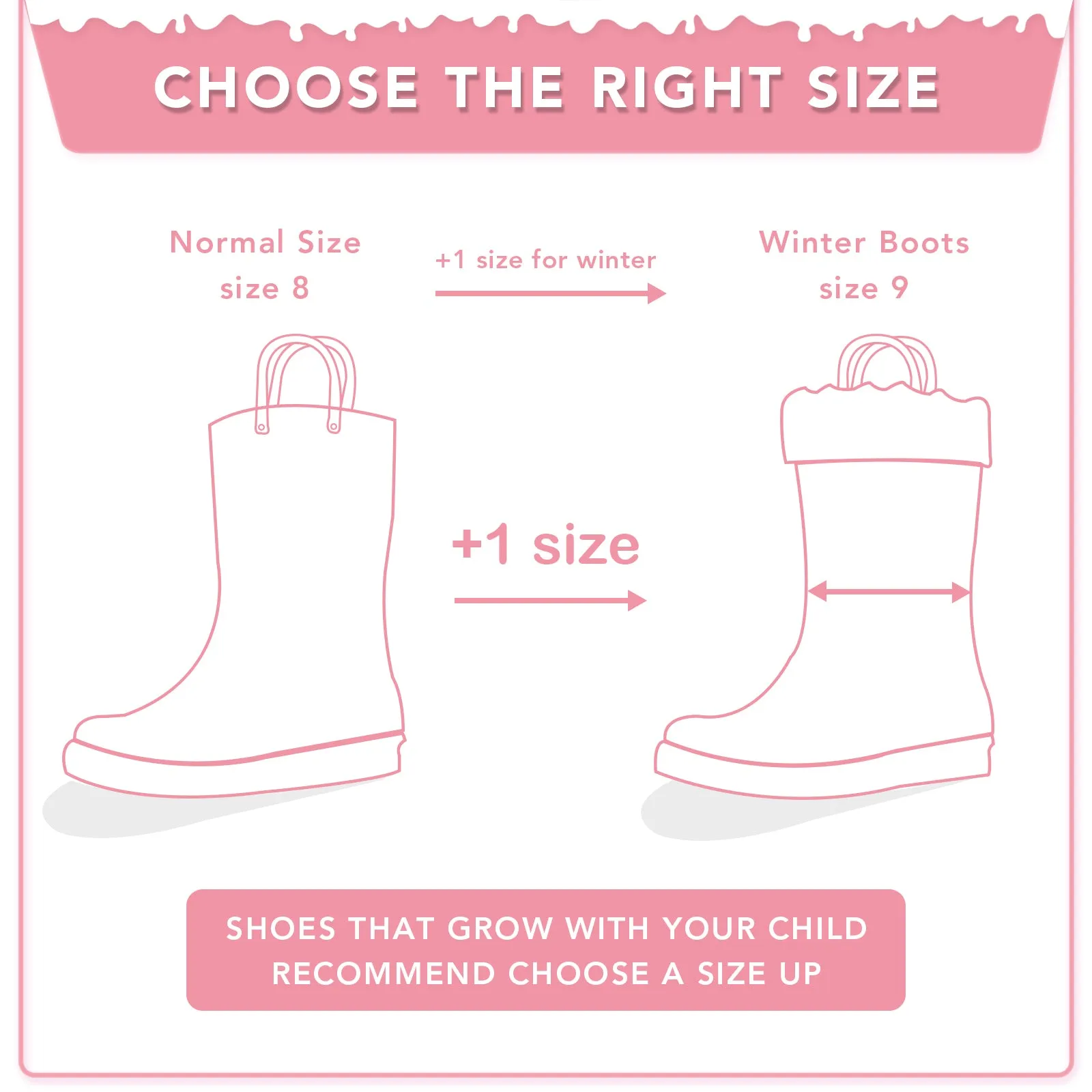 Solid Pink Girls Winter Fleeced Rain Boots