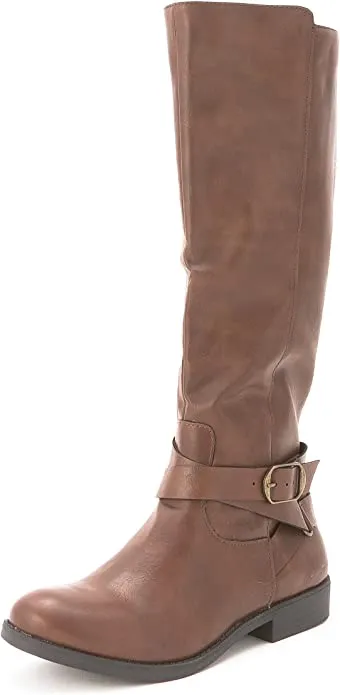Style & Co. Womens Madixe Faux Leather Riding Boots Brown 5 Medium (B,M)