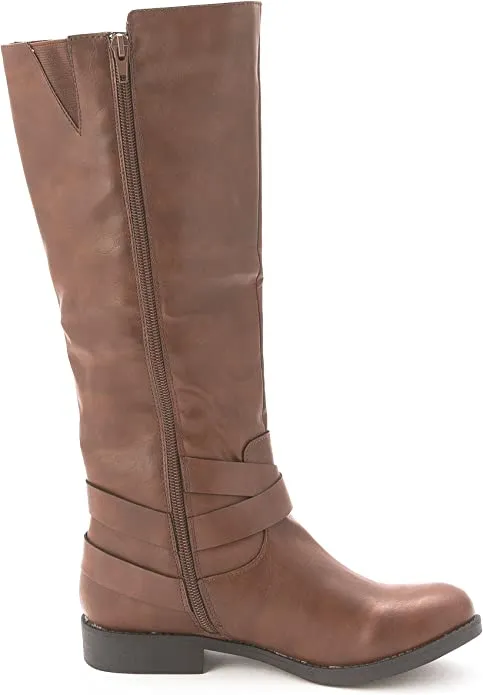 Style & Co. Womens Madixe Faux Leather Riding Boots Brown 5 Medium (B,M)