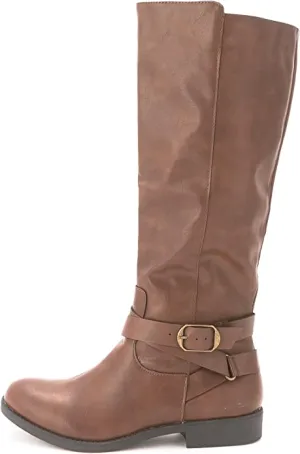 Style & Co. Womens Madixe Faux Leather Riding Boots Brown 5 Medium (B,M)