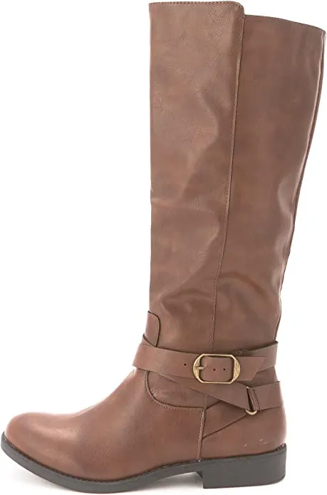 Style & Co. Womens Madixe Faux Leather Riding Boots Brown 5 Medium (B,M)