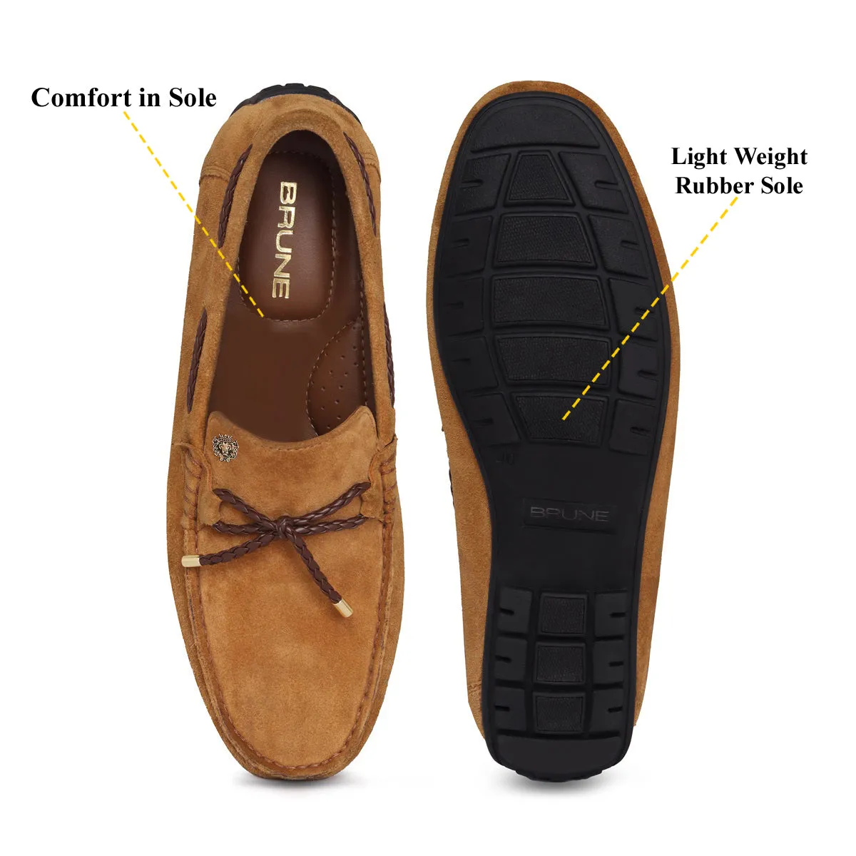 Tassel Bow Loafers in Tan Suede Leather