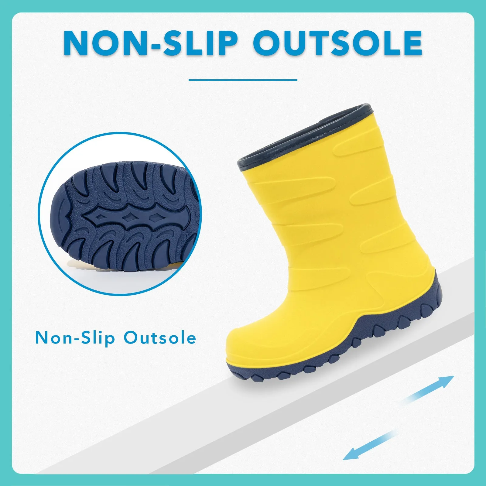 Toddler Kids Bright Yellow Winter Rain Boots