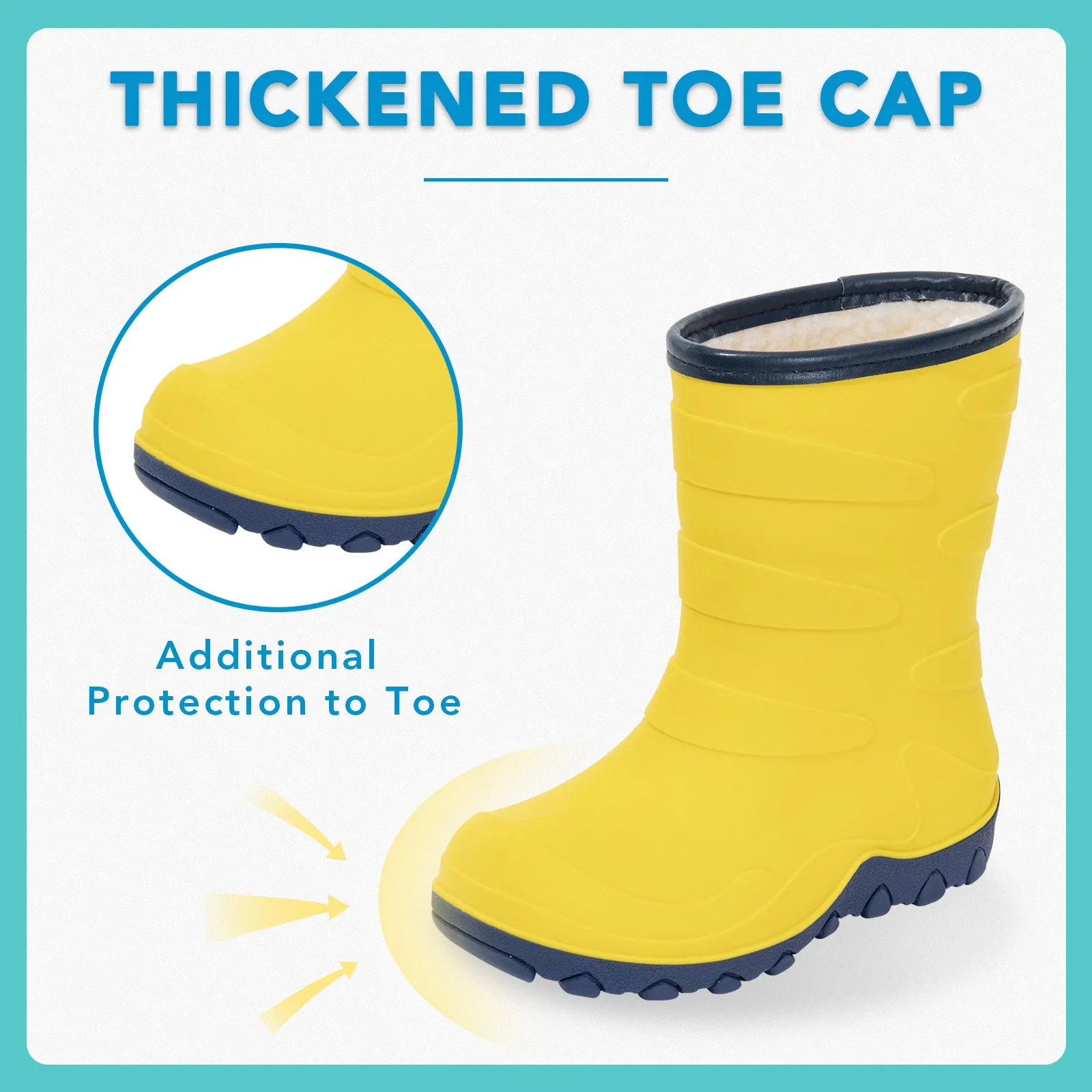 Toddler Kids Bright Yellow Winter Rain Boots