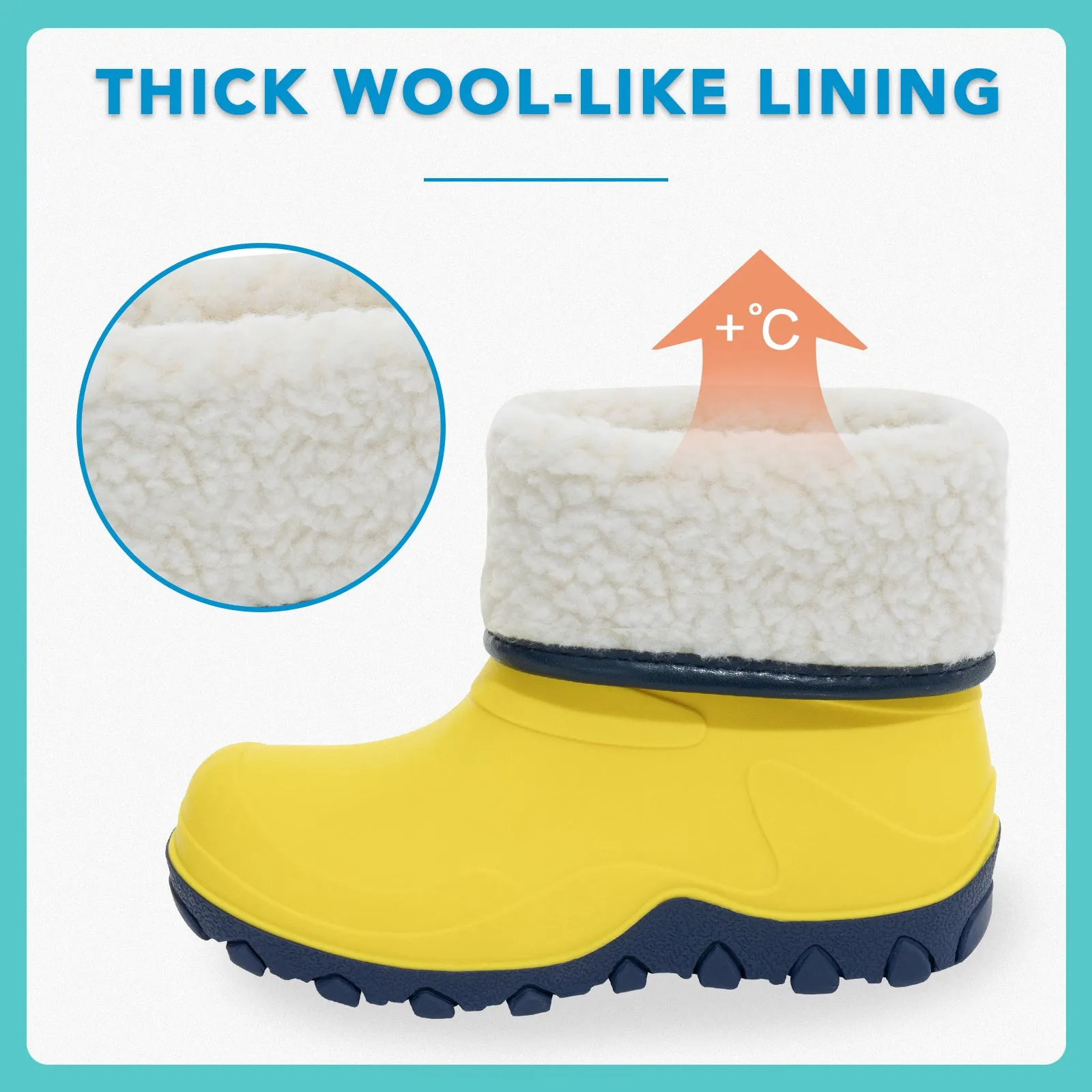 Toddler Kids Bright Yellow Winter Rain Boots