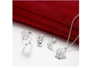 Trendy 925 silver plated jewelry set with white zircons