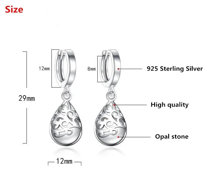 Trendy Opal Stone Flower Ladies Stud Earrings