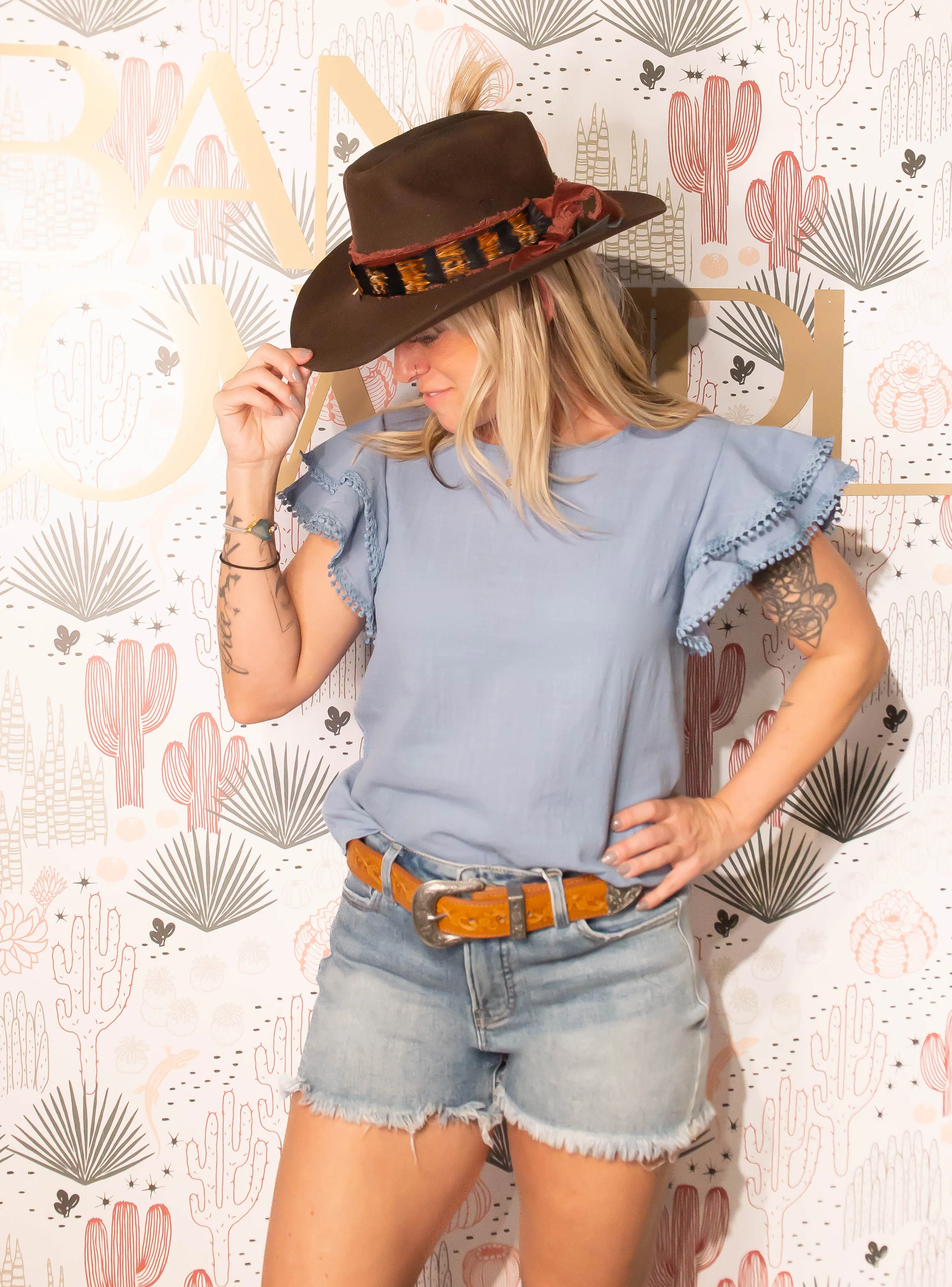 Tummy Control High Rise Fray Hem Shorts