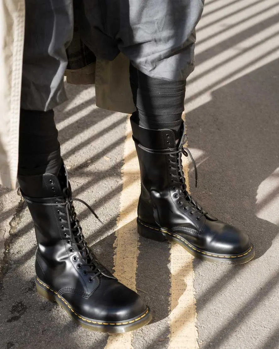 Unisex 1914 Smooth Leather Tall Boots Black