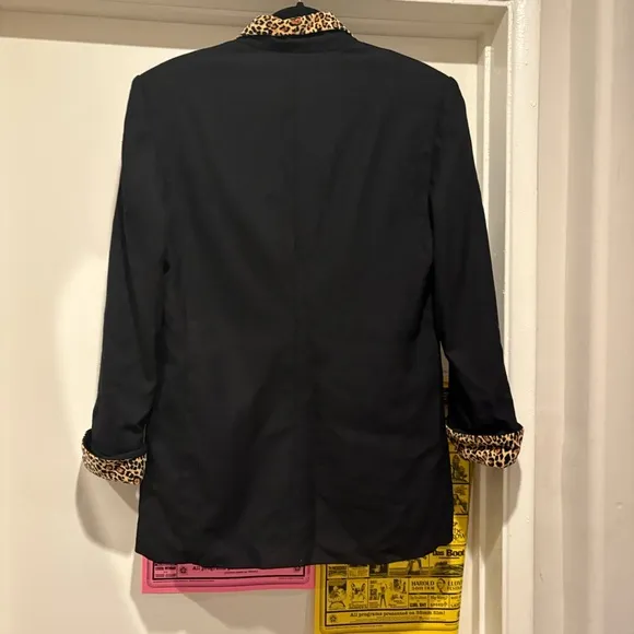 Vintage Focus 2000 by Charles Glueck Wool Leopard Collar Overcoat Jacket Fall