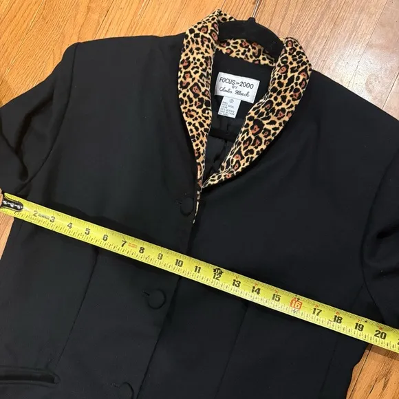 Vintage Focus 2000 by Charles Glueck Wool Leopard Collar Overcoat Jacket Fall