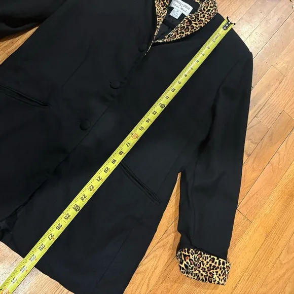 Vintage Focus 2000 by Charles Glueck Wool Leopard Collar Overcoat Jacket Fall