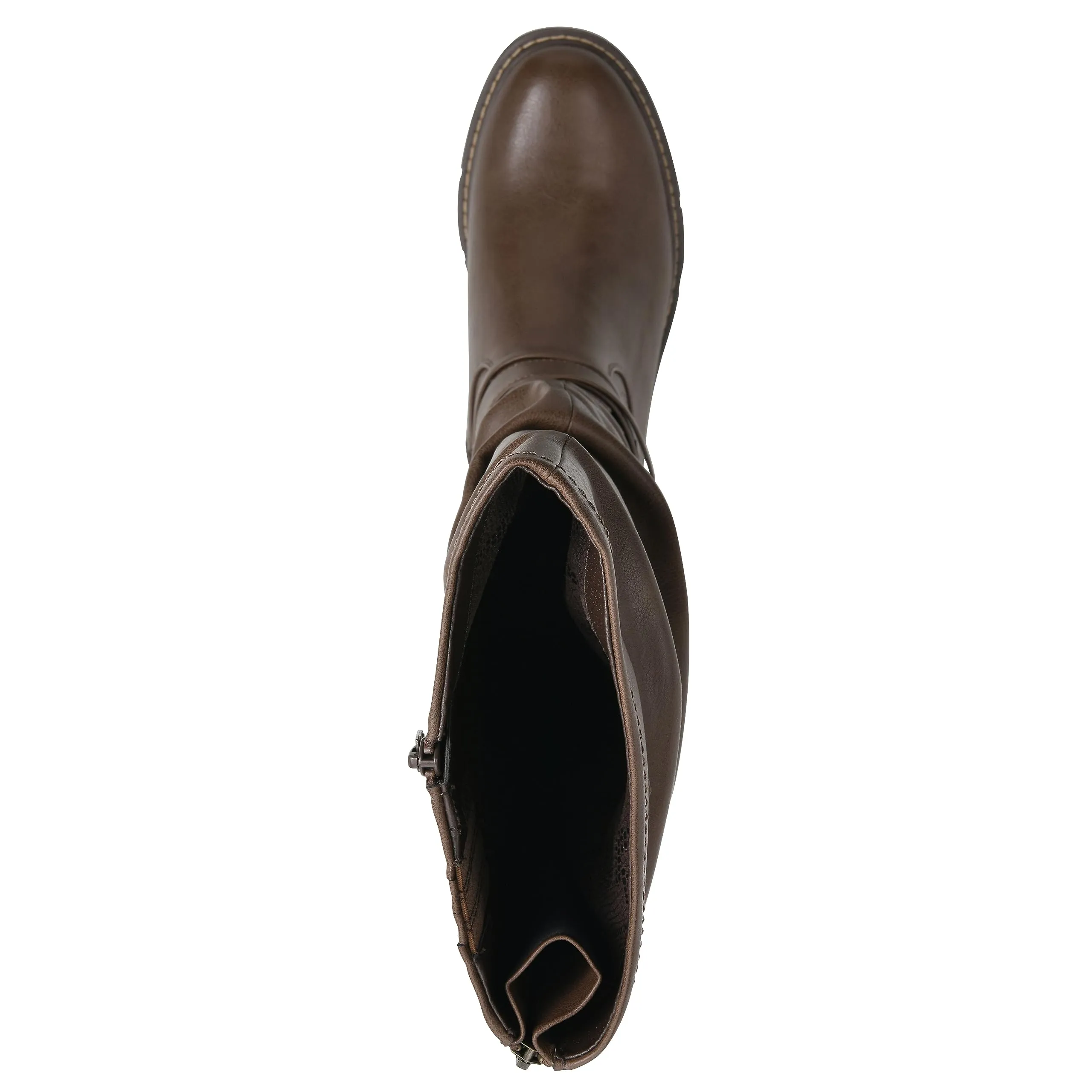 WHITE MOUNTAIN Women's Shoes Crammers Stack-Heeled Tall Boot, Chestnut/Smooth, 8 W