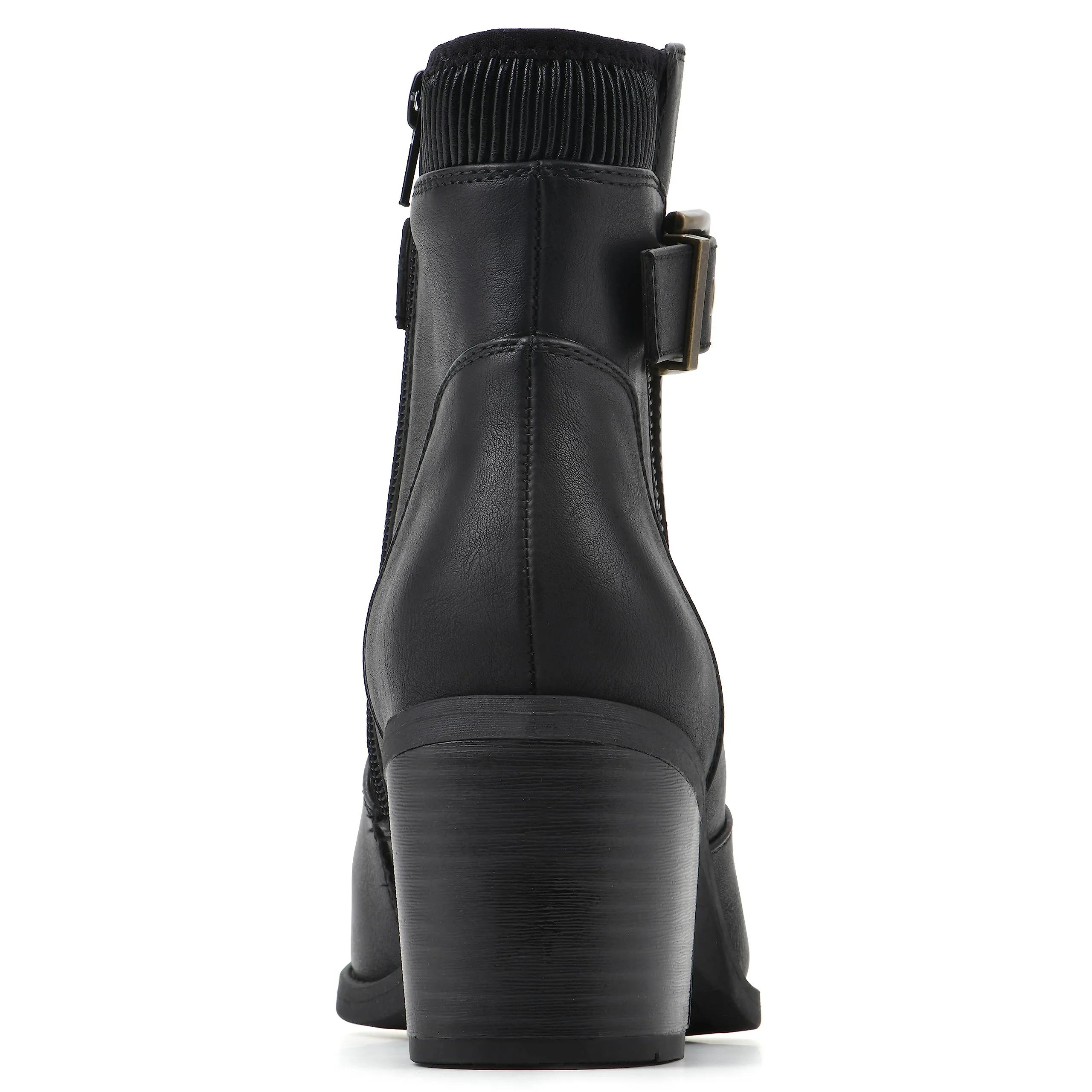 WHITE MOUNTAIN Women's Shoes Dessert Block Heel Bootie, Black/Smooth, 9.5 M