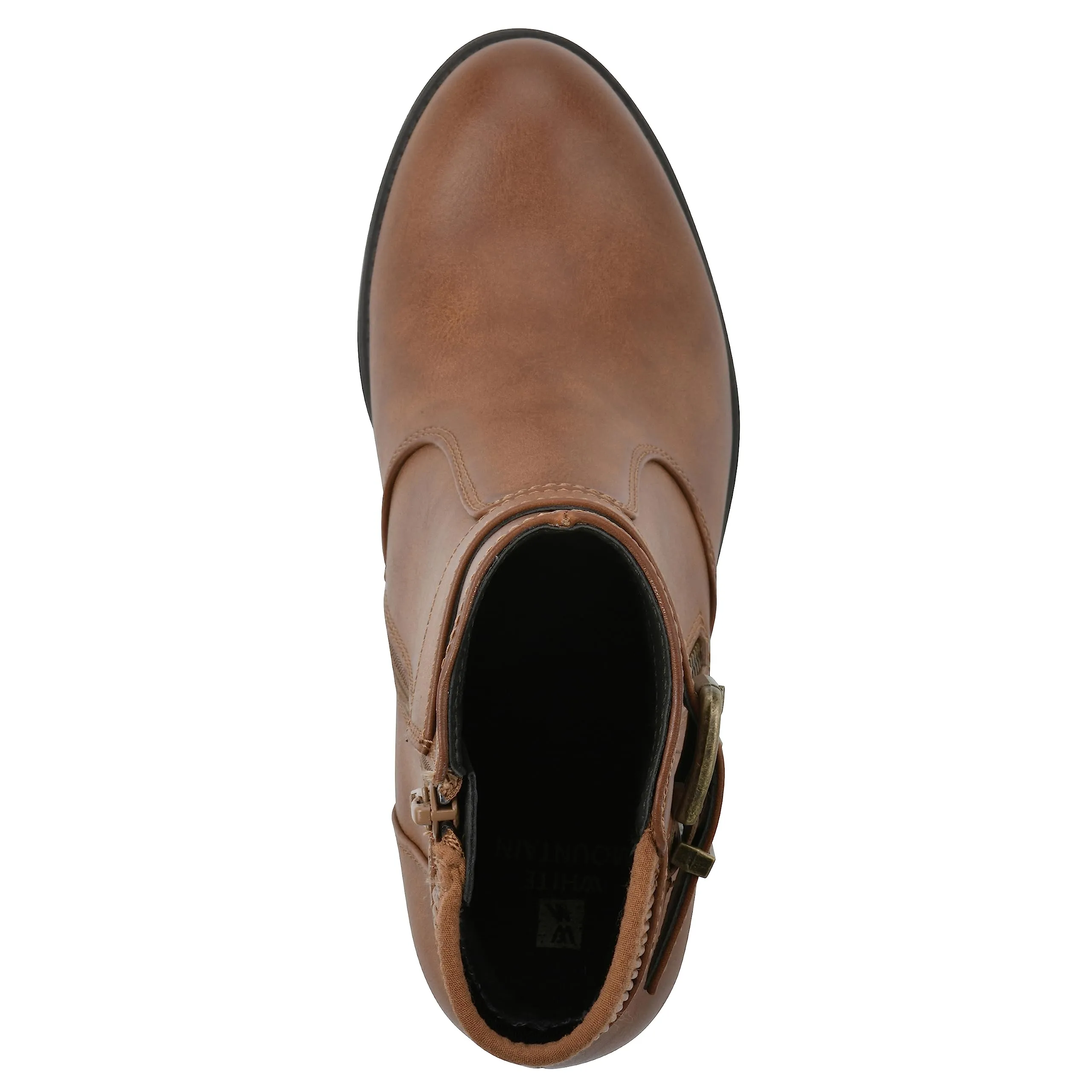 WHITE MOUNTAIN Women's Shoes Dessert Block Heel Bootie, Dk.Tan/Smooth, 9 M