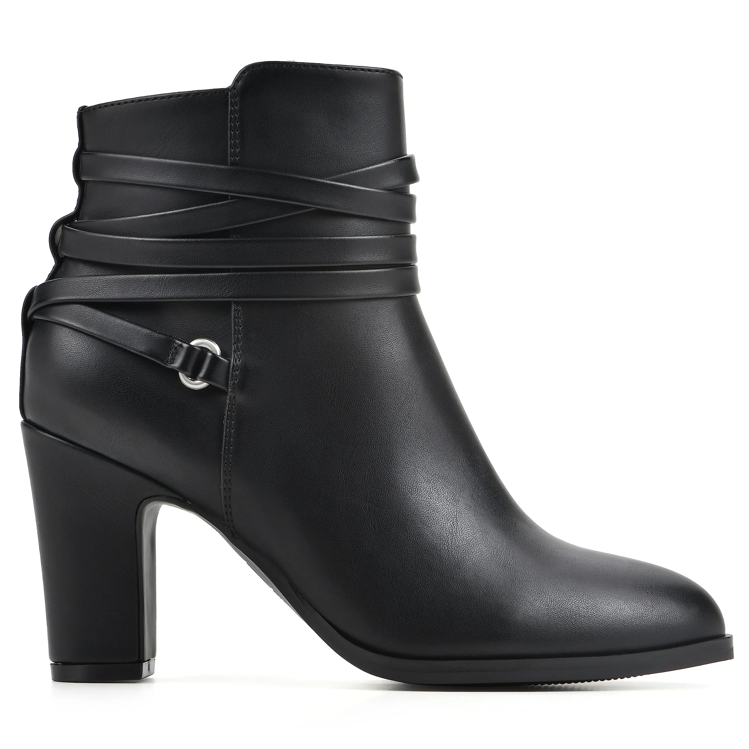 WHITE MOUNTAIN Women's Shoes Teaser Block Heel Bootie, Black/Smooth, 9.5 M