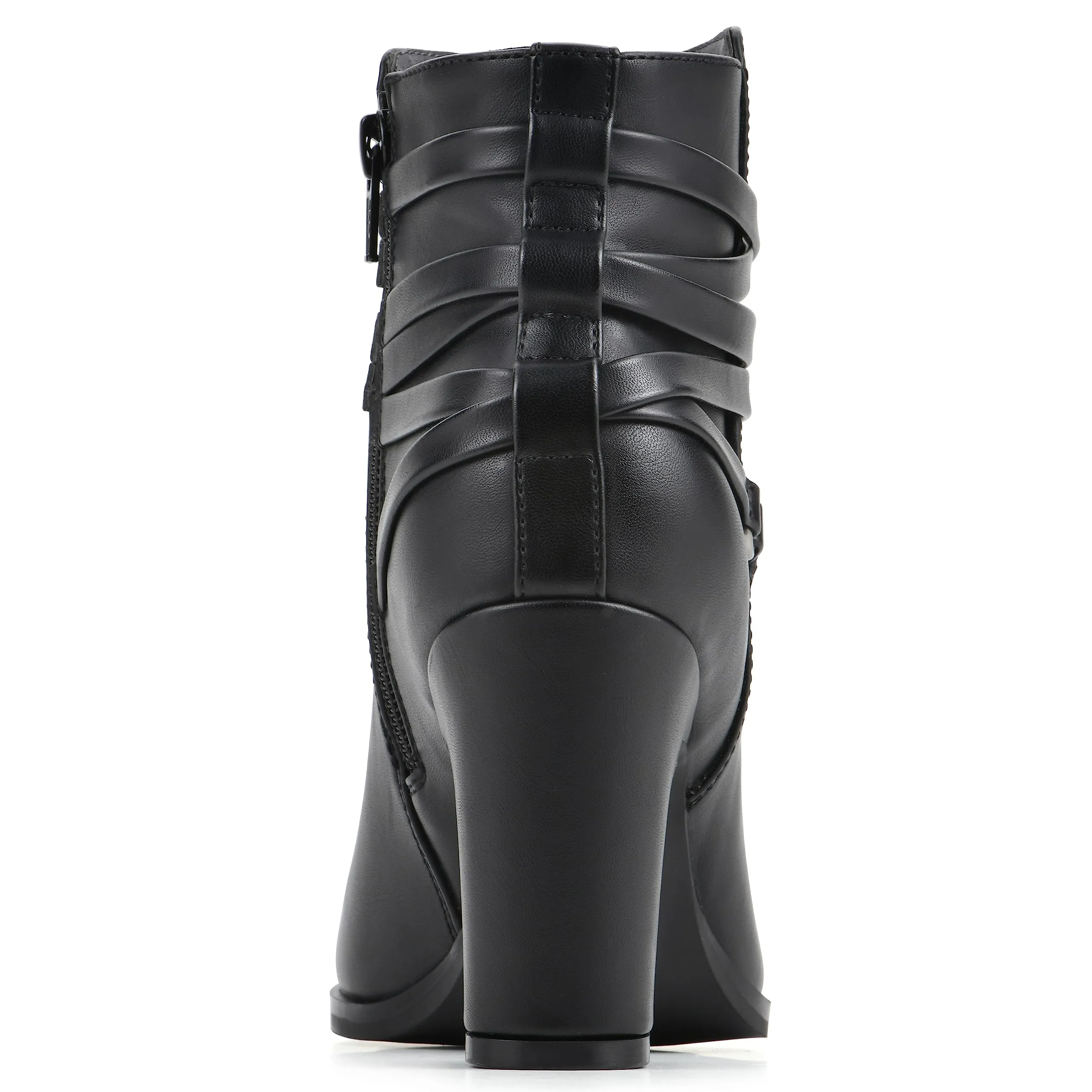WHITE MOUNTAIN Women's Shoes Teaser Block Heel Bootie, Black/Smooth, 9.5 M
