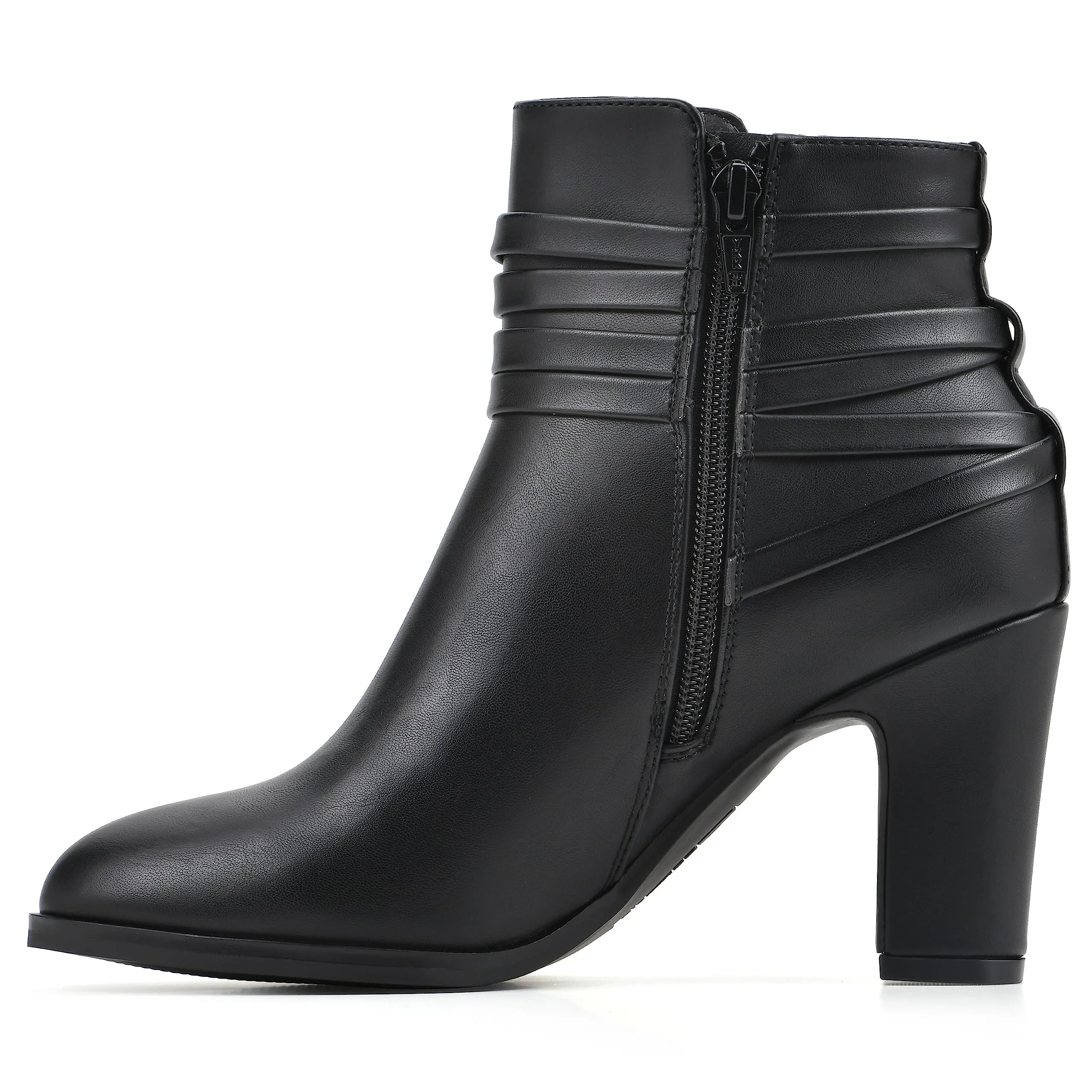 WHITE MOUNTAIN Women's Shoes Teaser Block Heel Bootie, Black/Smooth, 9.5 M