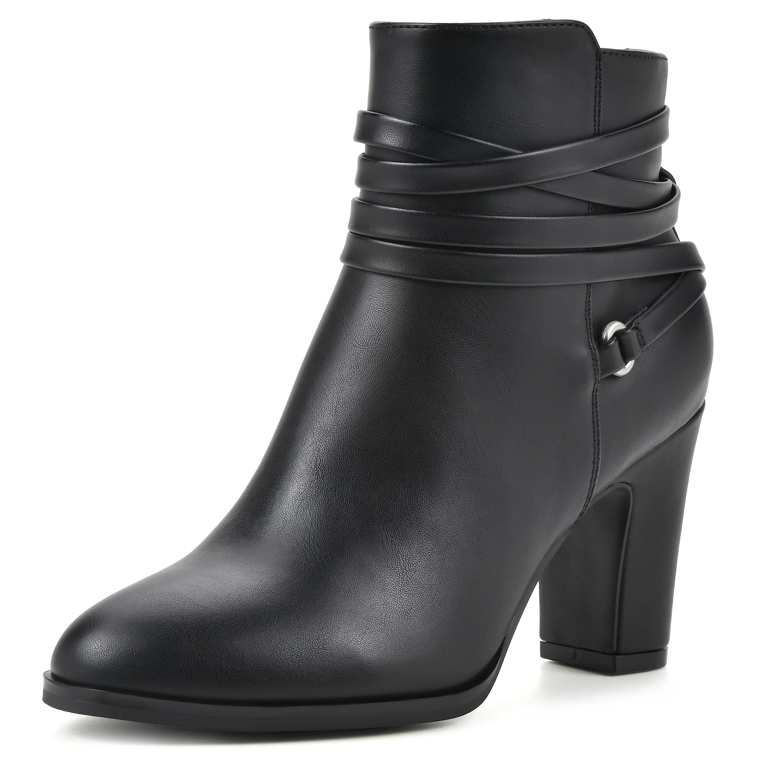 WHITE MOUNTAIN Women's Shoes Teaser Block Heel Bootie, Black/Smooth, 9.5 M