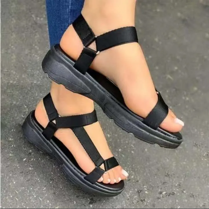 Women shoes double straps buttom sandals PVC lady outdoor women multi color
