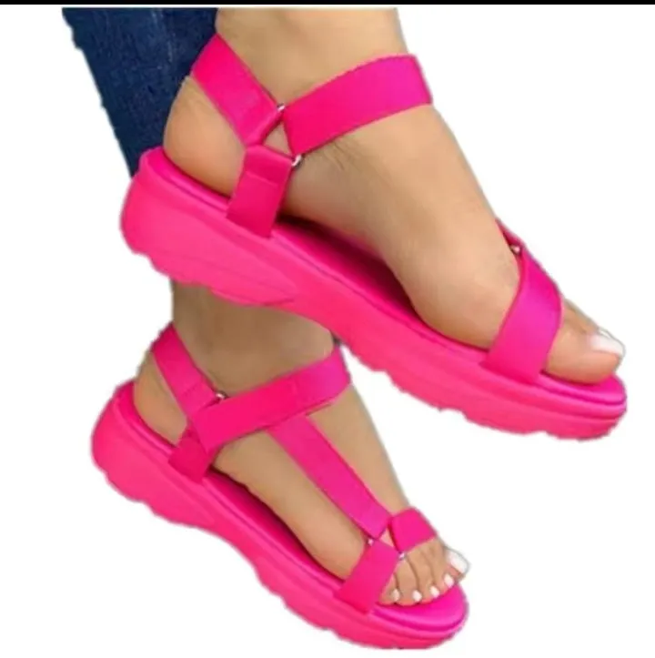 Women shoes double straps buttom sandals PVC lady outdoor women multi color