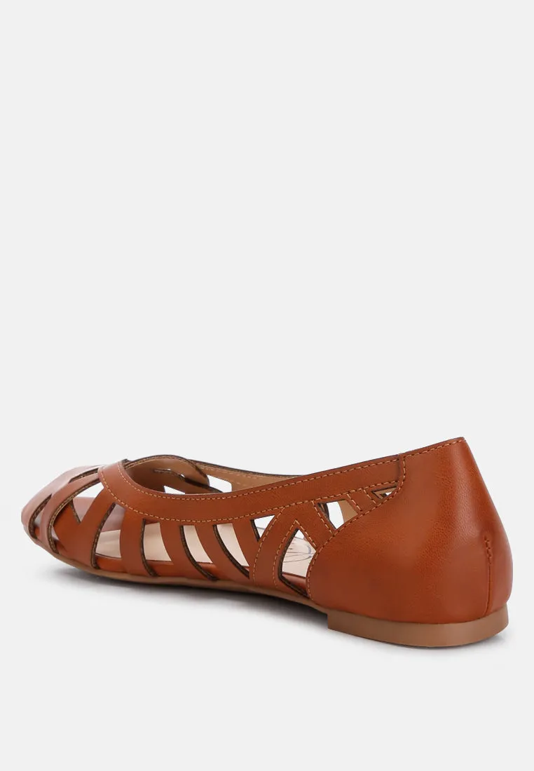 Woven Peep Toe Flats By Ruw