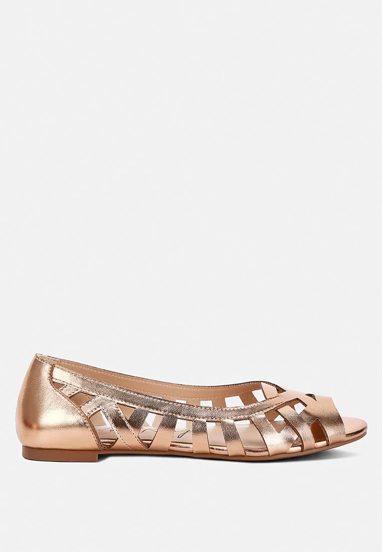 Woven Peep Toe Flats By Ruw