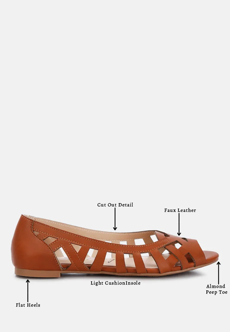 Woven Peep Toe Flats By Ruw