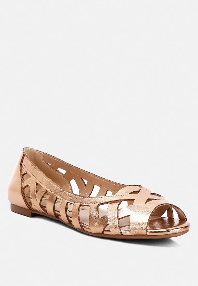 Woven Peep Toe Flats By Ruw