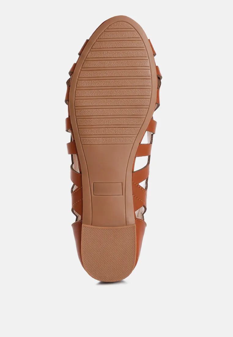 Woven Peep Toe Flats By Ruw