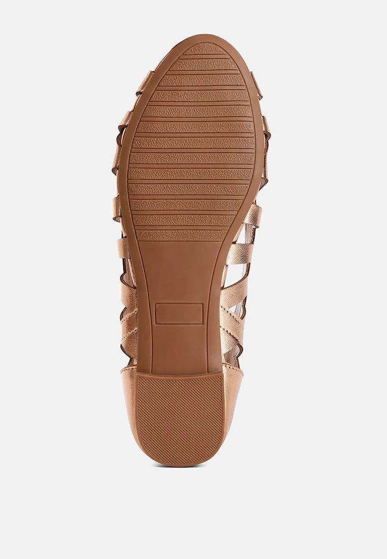 Woven Peep Toe Flats By Ruw