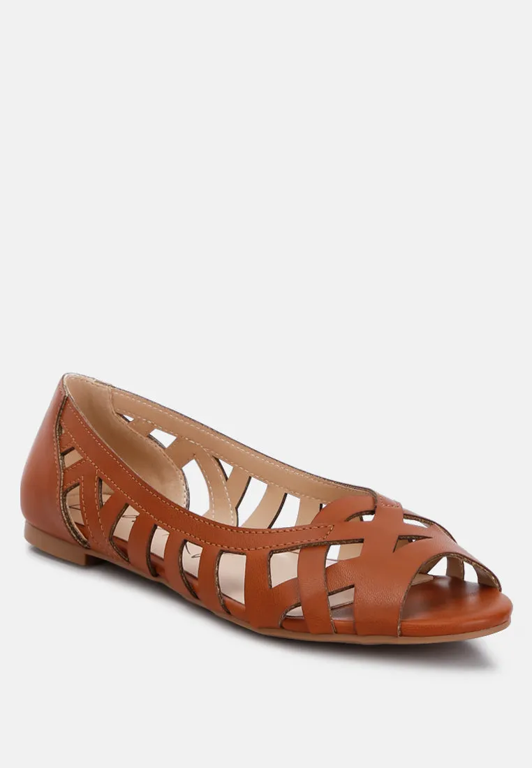 Woven Peep Toe Flats By Ruw